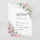 Watercolor Pioen & Eucalyptus RSVP Kaart | Lente (Voorkant / Achterkant)