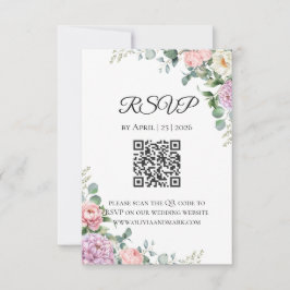Watercolor Pioen & Eucalyptus RSVP Kaart | Lente