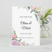 Watercolor Pioen & Eucalyptus Save the Date (Staand voorkant)