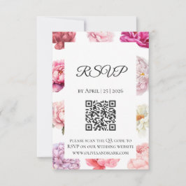 Watercolor Pioen RSVP Kaart | Roze Gouden Bloemen