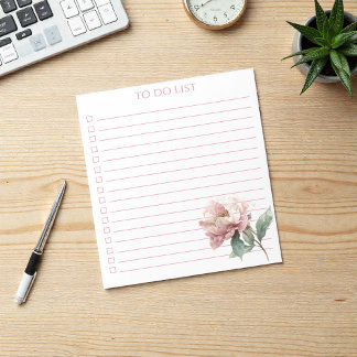 Watercolor Pioen To Do List Modern Boho Chic Notitieblok