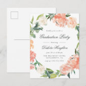Watercolor Pioenrozen & Eucalyptus Afsluitingsfees Uitnodiging Briefkaart (Voorkant / Achterkant)