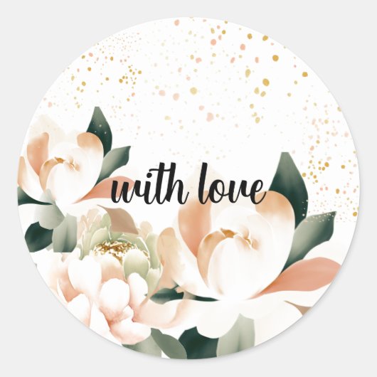 Watercolor Pioenrozen Goud Gespetterde Sticker (Voorkant)