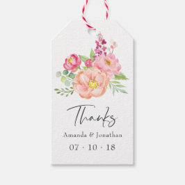 Watercolor Pioenrozen Lente Bruiloft Cadeaulabel