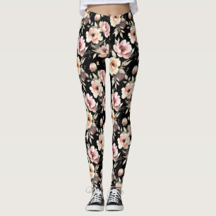 Watercolor Pioenrozen met Pastel Wash Leggings