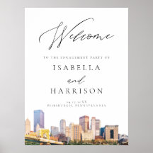 Watercolor Pittsburgh Verloving Feest Verwelkoming