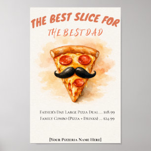Watercolor Pizza Beste Slice Vaderdag Poster