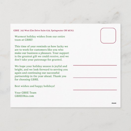 Watercolor Plaid Christmas Custom Photo Business Feestdagenkaart (Achterkant)