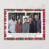 Watercolor Plaid Christmas Custom Photo Business Feestdagenkaart (Voorkant)