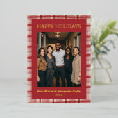 Watercolor Plaid Handmade Custom Photo Business  Folie Feestdagenkaart (Staand Voorkant)