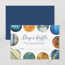 Watercolor Planets Baby Shower Luiers Raffle