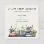 Watercolor Plant and Book Design Vierkante Visitekaartje (Voorkant)