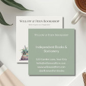 Watercolor Plant and Book Design Vierkante Visitekaartje