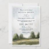 Watercolor Platteland Landschap QR Code Trouwen Kaart (Voorkant)