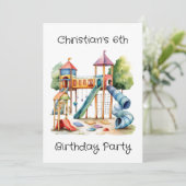 Watercolor Playground Park Kinderverjaardagsfeestj Kaart (Staand voorkant)