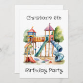 Watercolor Playground Park Kinderverjaardagsfeestj Kaart (Voorkant / Achterkant)