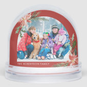 Watercolor Poinsettia 2 Photo Christmas Sneeuwbol (Voorkant)