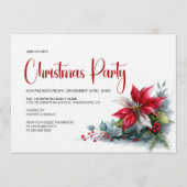 Watercolor Poinsettia Christmas Party Kaart (Voorkant)