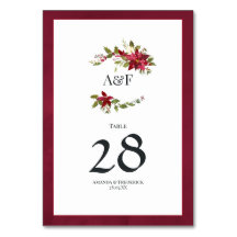 Watercolor Poinsettia en Hulst Kerst Huwelijk