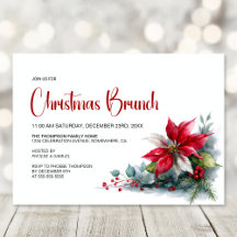 Watercolor Poinsettia Kerst Brunch