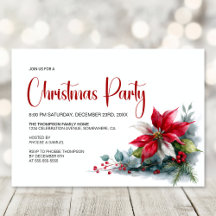 Watercolor Poinsettia Kerstfeest