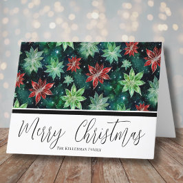 Watercolor Poinsettia Kerstmis Feestdagen Kaart
