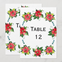 Watercolor Poinsettia Krans - Tafelnummer