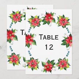 Watercolor Poinsettia Krans - Tafelnummer