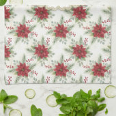 Watercolor Poinsettia Merry Christmas Theedoek (Gevouwen)