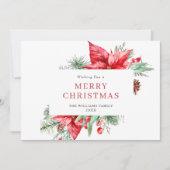 Watercolor Poinsettia Mistletoe Kerst Groet Feestdagenkaart (Voorkant)