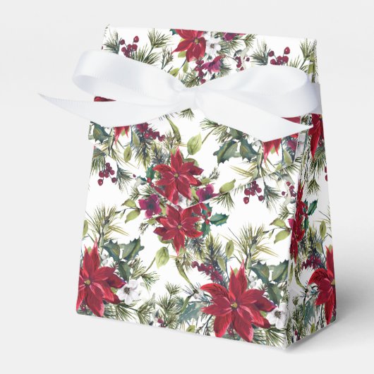 Watercolor Poinsettia Pattern Bedankdoosjes (Voorkant Zijde)