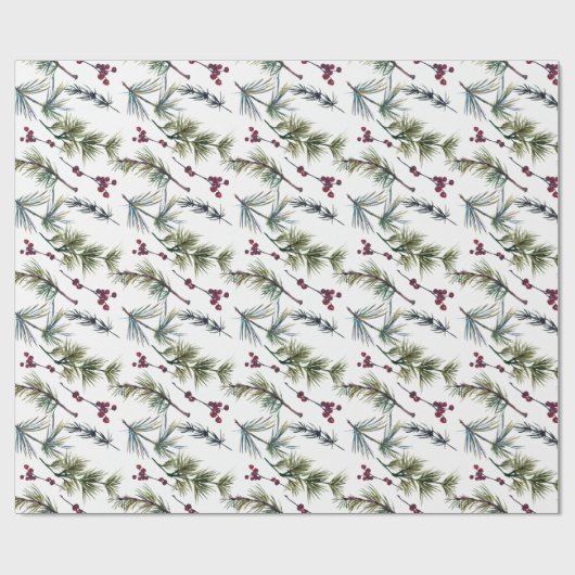 Watercolor Poinsettia Pattern  Cadeaupapier (Vlak)