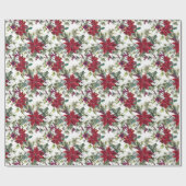 Watercolor Poinsettia Pattern Cadeaupapier (Vlak)