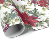 Watercolor Poinsettia Pattern Cadeaupapier (Rol Hoek)