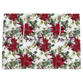 Watercolor Poinsettia Pattern Groot Cadeauzakje