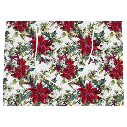 Watercolor Poinsettia Pattern  Groot Cadeauzakje (Voorkant)