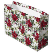 Watercolor Poinsettia Pattern  Groot Cadeauzakje (Achterkant Gekanteld)