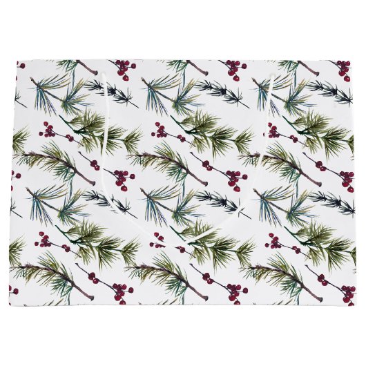 Watercolor Poinsettia Pattern  Groot Cadeauzakje (Voorkant)