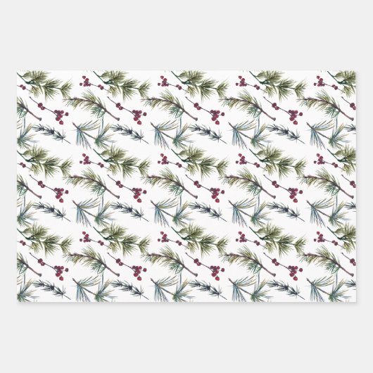 Watercolor Poinsettia Pattern  Inpakpapier Vel (Voorkant 3)