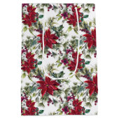 Watercolor Poinsettia Pattern Medium Cadeauzakje (Achterkant)