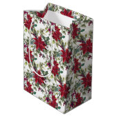 Watercolor Poinsettia Pattern  Medium Cadeauzakje (Achterkant Gekanteld)