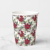 Watercolor Poinsettia Pattern Papieren Bekers (Achterkant)