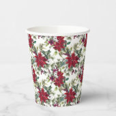 Watercolor Poinsettia Pattern Papieren Bekers (Links)