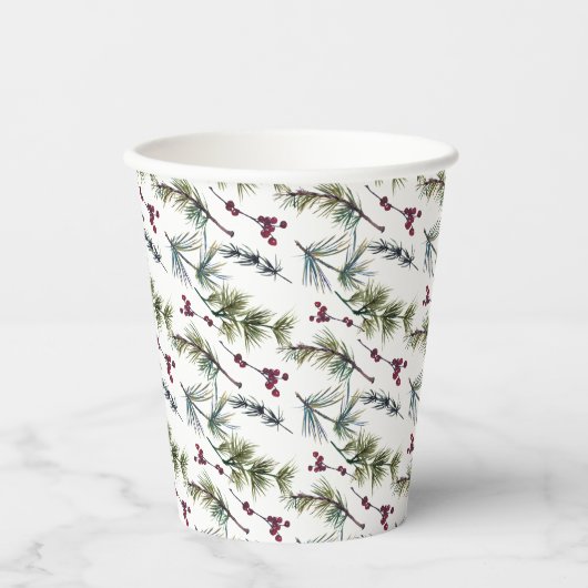 Watercolor Poinsettia Pattern Papieren Bekers (Voorkant)