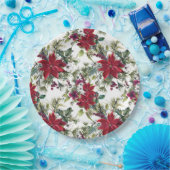 Watercolor Poinsettia Pattern Papieren Bordje (Feest)