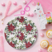 Watercolor Poinsettia Pattern  Papieren Bordje (Feest)