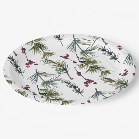 Watercolor Poinsettia Pattern Papieren Bordje (Gekanteld)