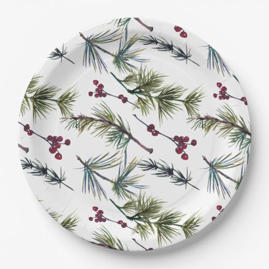 Watercolor Poinsettia Pattern Papieren Bordje (Voorkant)