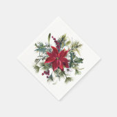 Watercolor Poinsettia Pattern  Servet (Hoek)