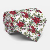 Watercolor Poinsettia Pattern Stropdas (Opgerold)